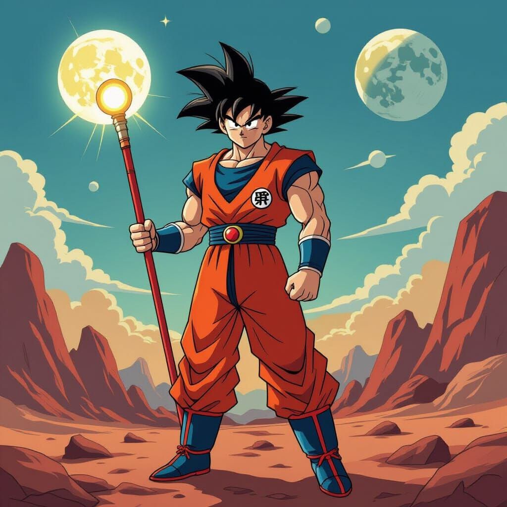 Goku as Red Power Ranger on Alien Planet