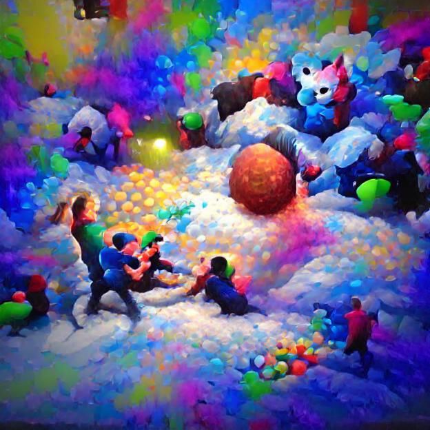 Colorful Snowball Fight in Endless Ball Pit