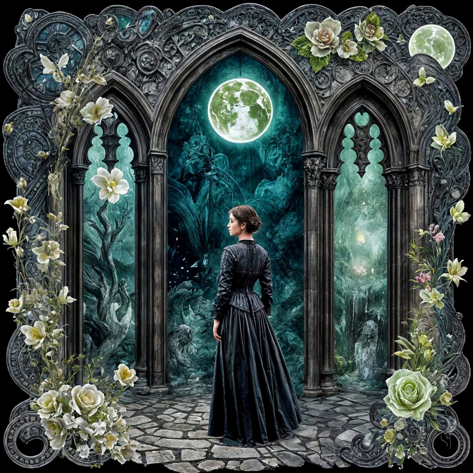 Luminous Gothic Collage Art Concept