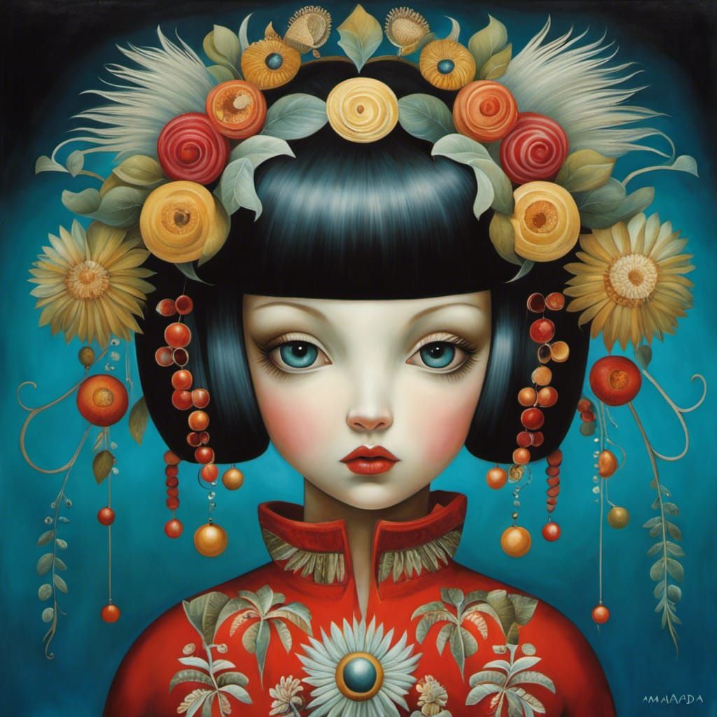 Dreamlike Girl Portrait in Surrealist Style