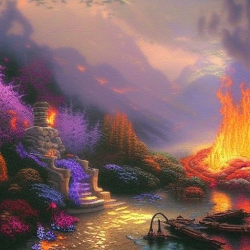 Ethereal Fire God in Hyperdetailed Fantasy Style