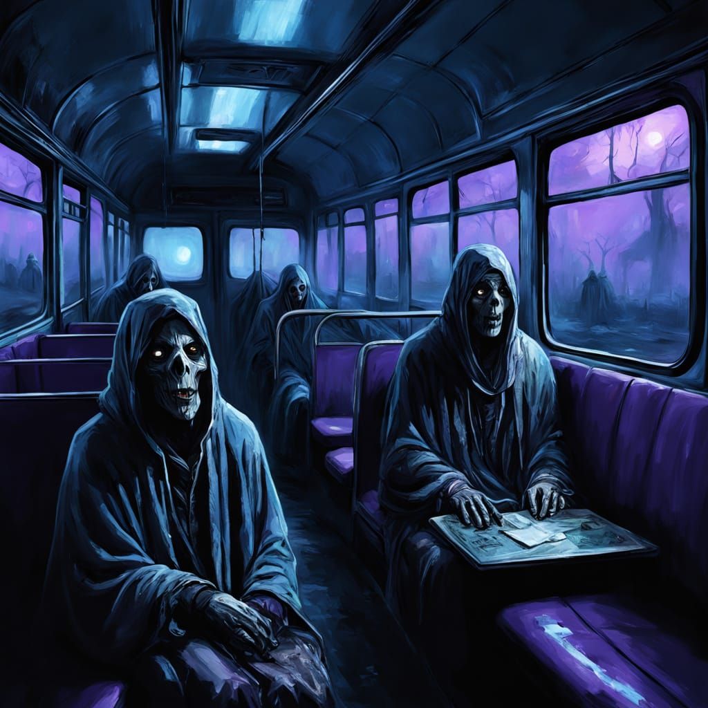Ghosts on a Dark Bus at Night