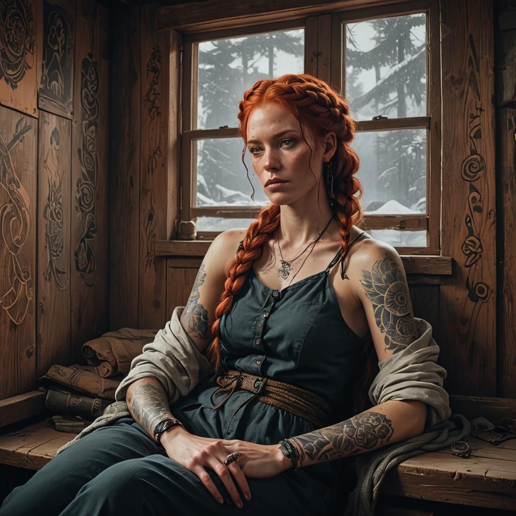 Mystical Woman with Braided Hair, Ash Thorp Style