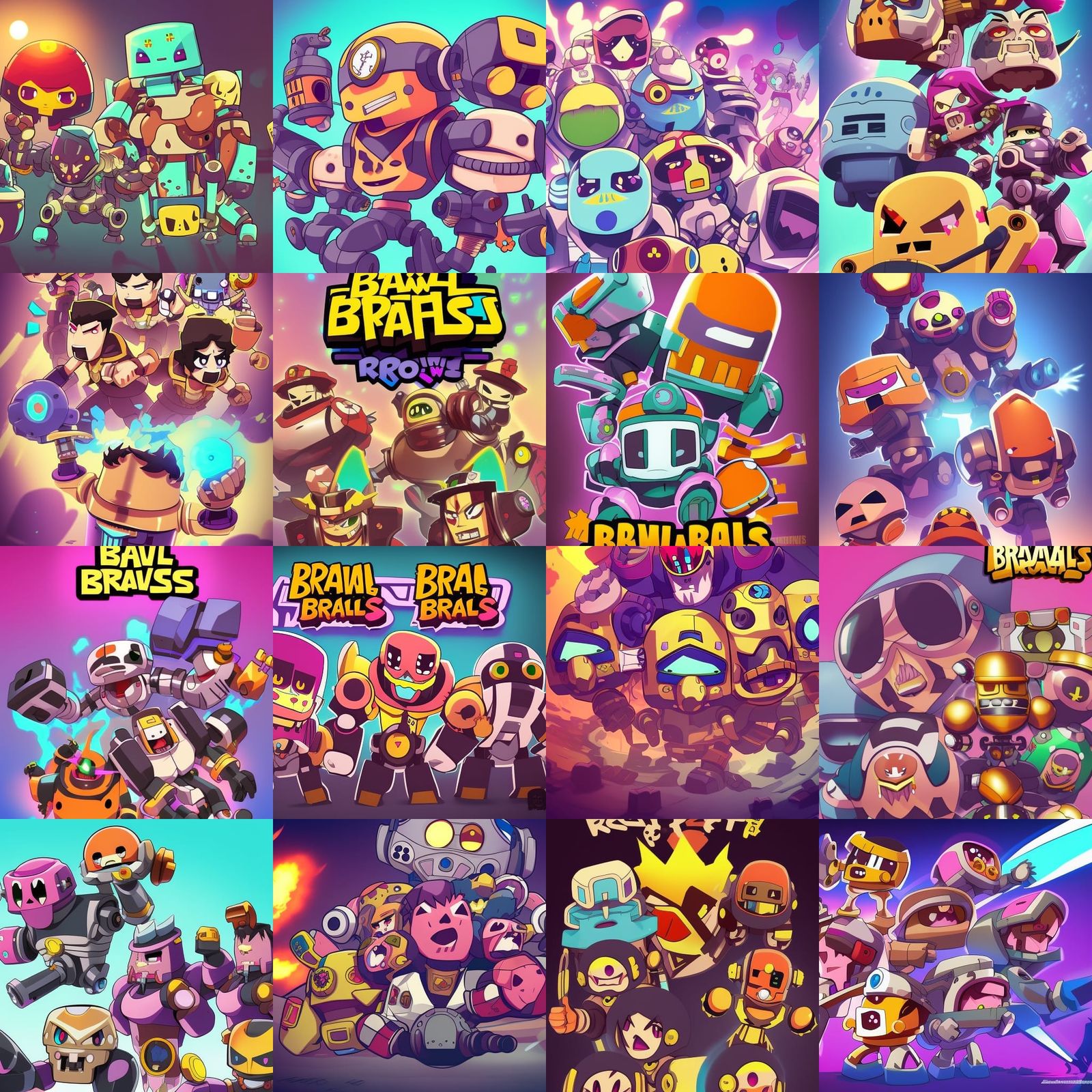 Brawl Stars Robots in Anime Style