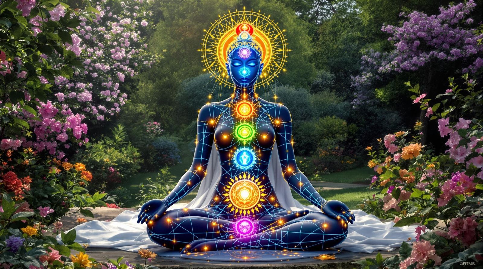 Ethereal Goddess in Serene Paradise