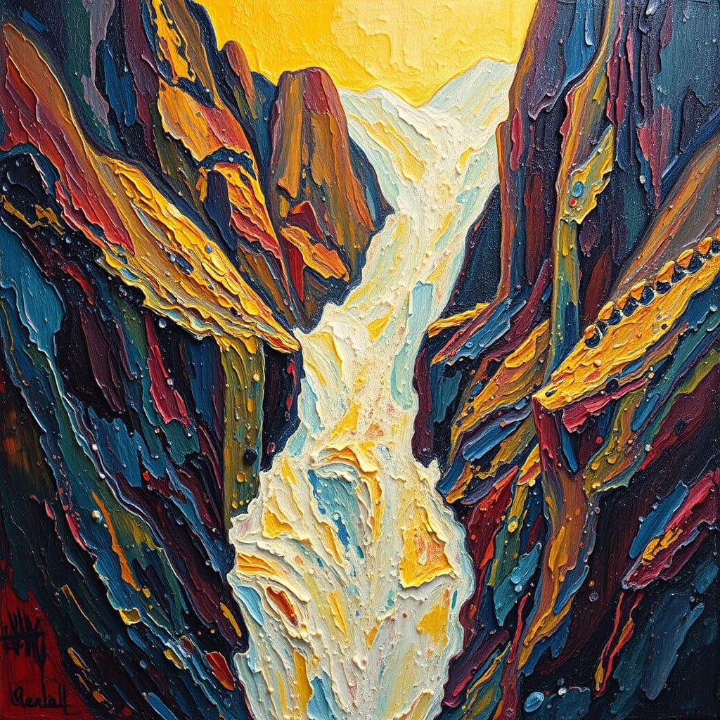 Impasto Oil Painting of an Avalanche of Splendor