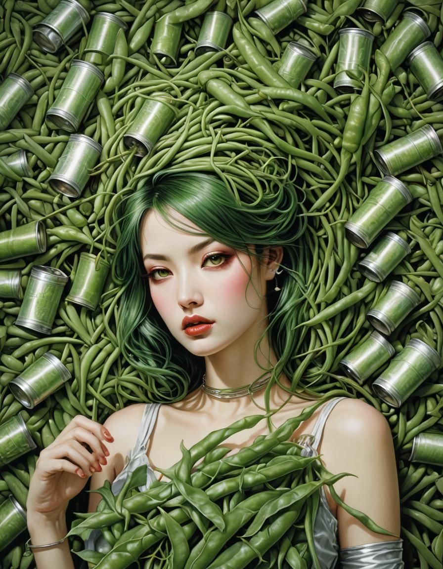 Surreal Tin Can Spilling Green Beans