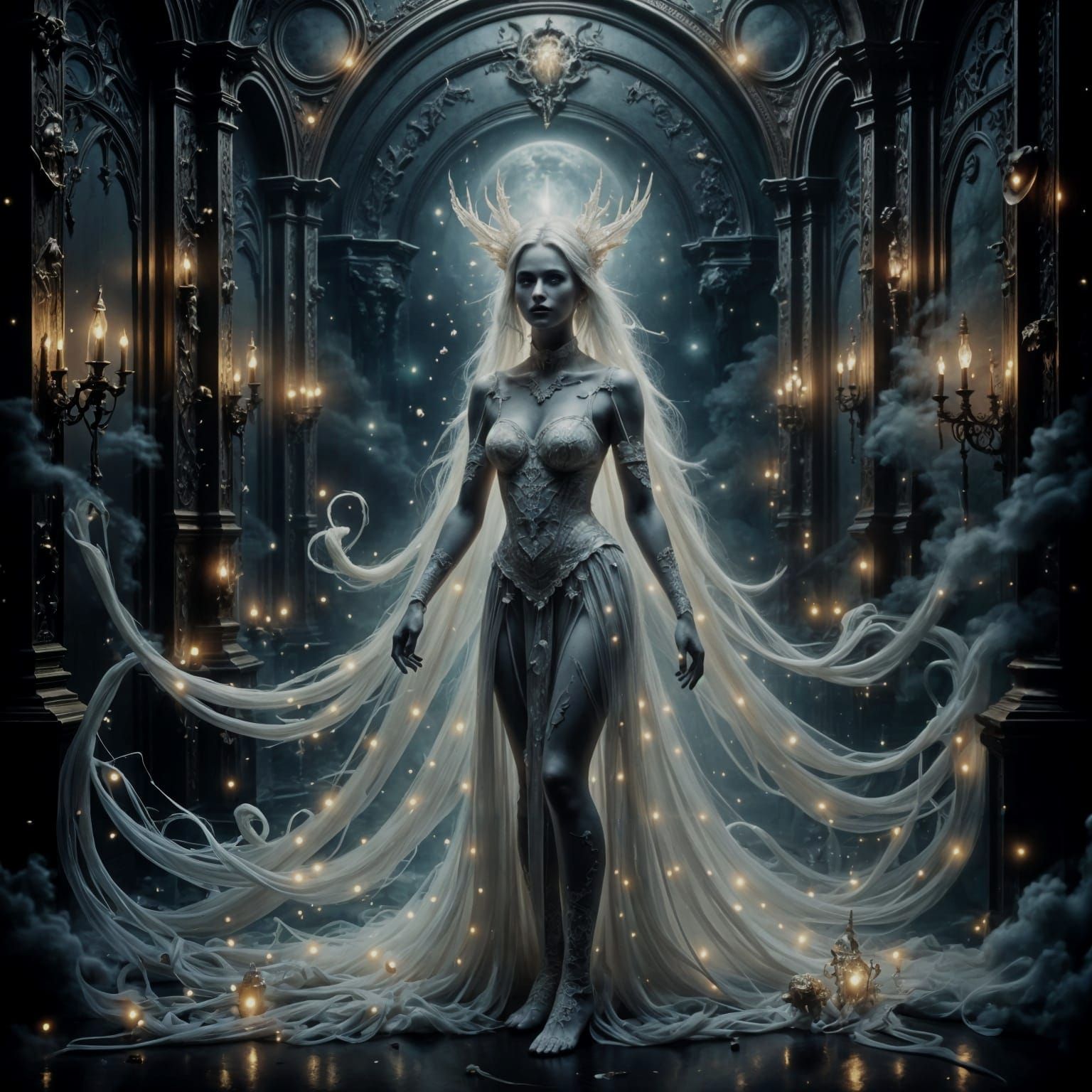 Ethereal Woman in Gothic Renaissance Oil Painting