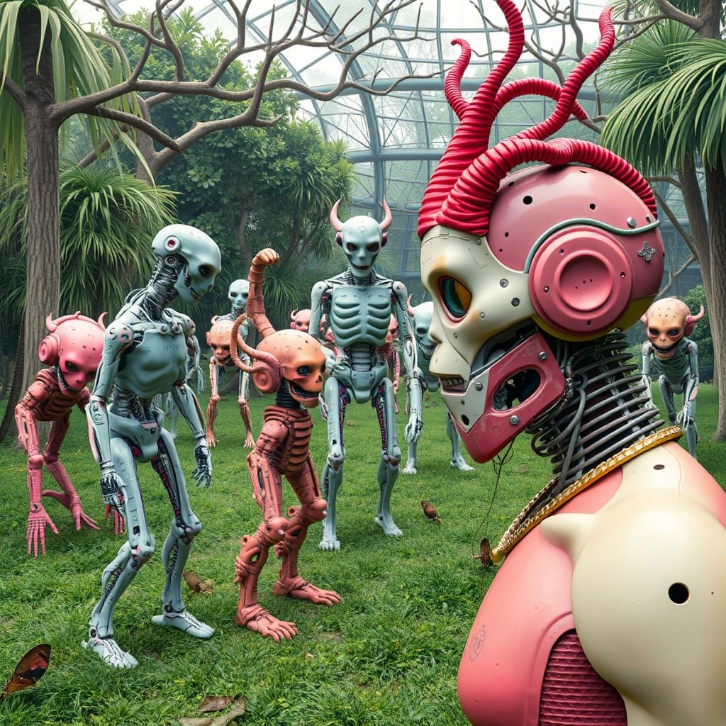 Cyborg Transhumanist Mutants in Zoo, Digital Art