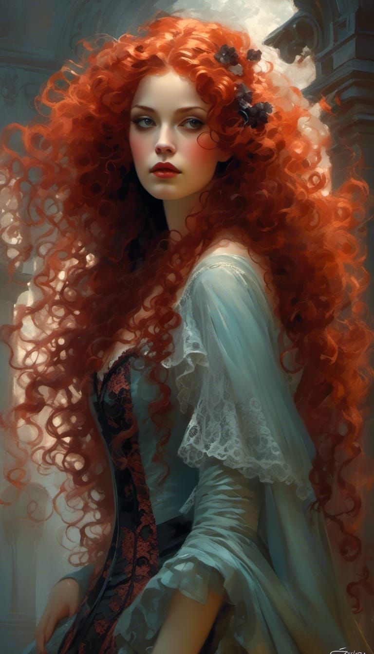 Rococo Lady in Velvet and Lace Portrait