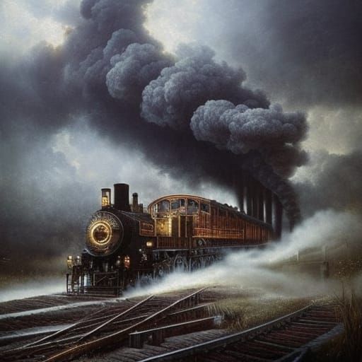 Epic 1800s Steam Train Arriving at Station