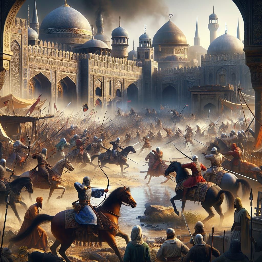 Medieval Fantasy Battle Scene in Vibrant Realism