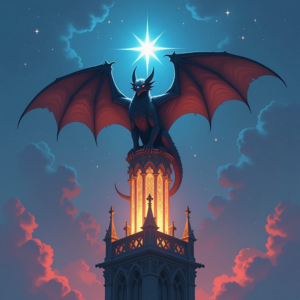 Celestial Star Gargoyle on Mystical Spire