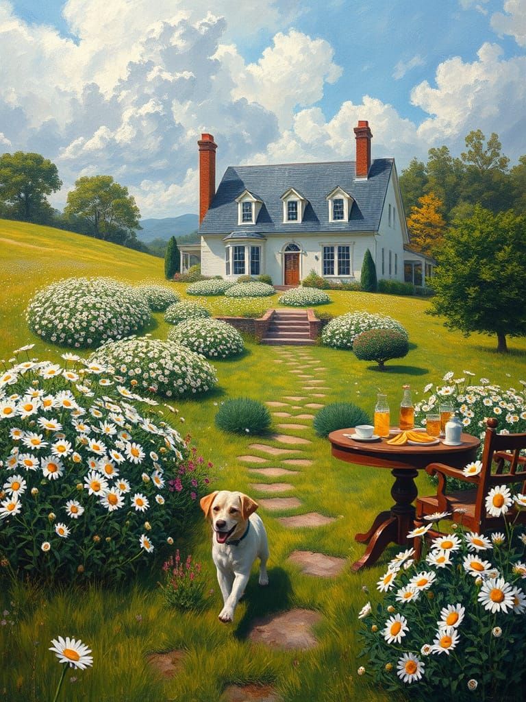 Vibrant Daisy Garden in Van Gogh Style