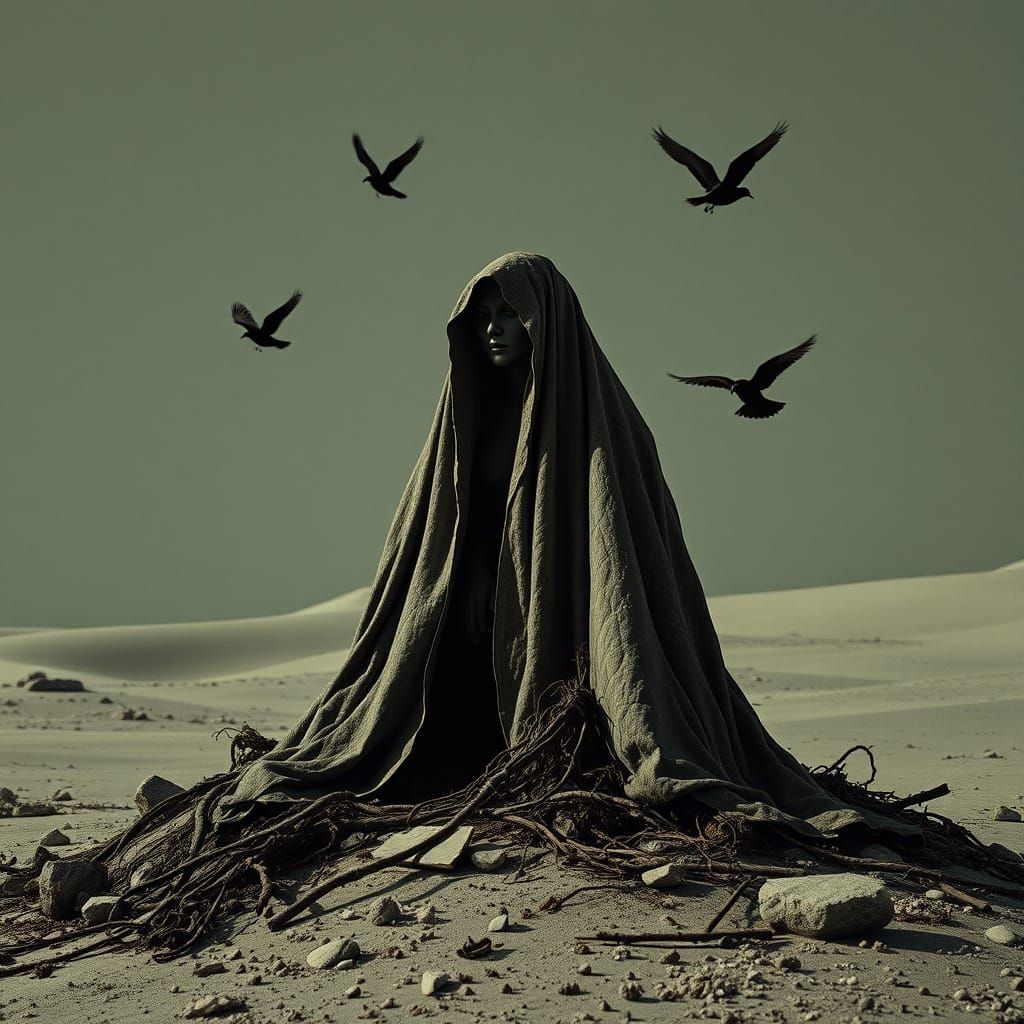 Human Figure Eroded by Shadows