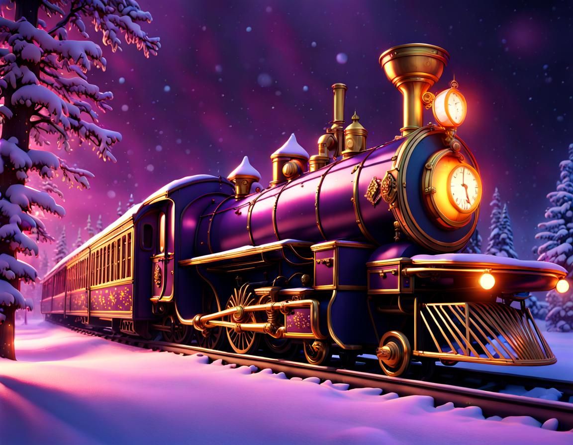 Festive Christmas Train: Dark Fantasy Concept Art