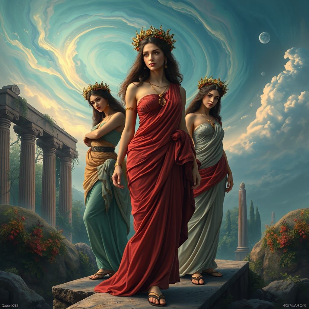 Ethereal Goddesses in Ancient Dreamscape