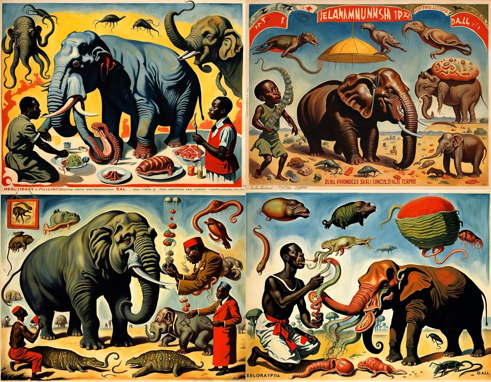 Surreal Menagerie: A Vintage African Postcard Nightmare