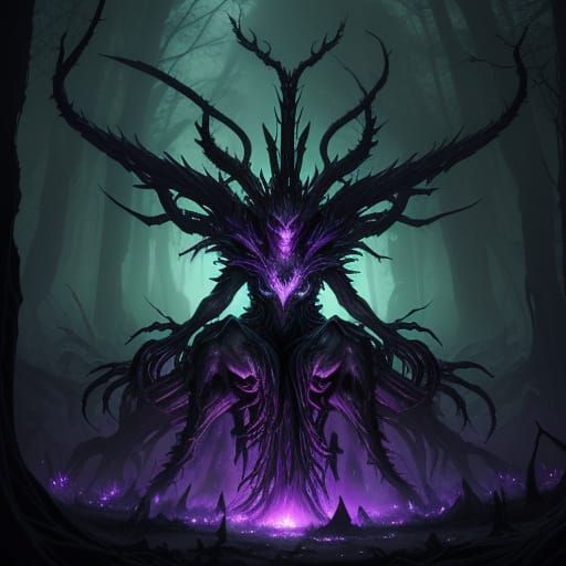 Ethereal Purple Rabbit Queen in Dark, Twisted Forest