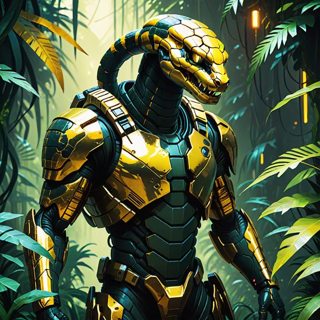 Snake in Jungle: Cyberpunk Concept Art