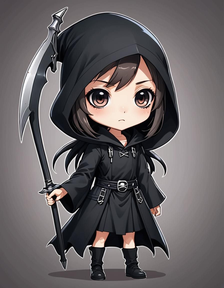 Cute Chibi Anime Grim Reaper Girl