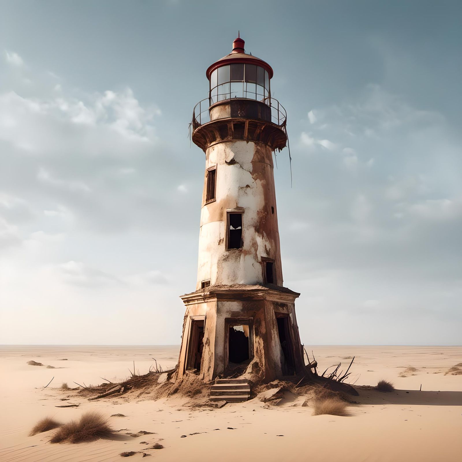 Abandoned Lighthouse Amidst Endless Dunes