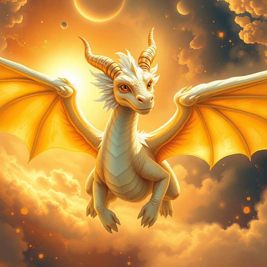 Ethereal Dragon Radiates Serenity in Cosmic Space