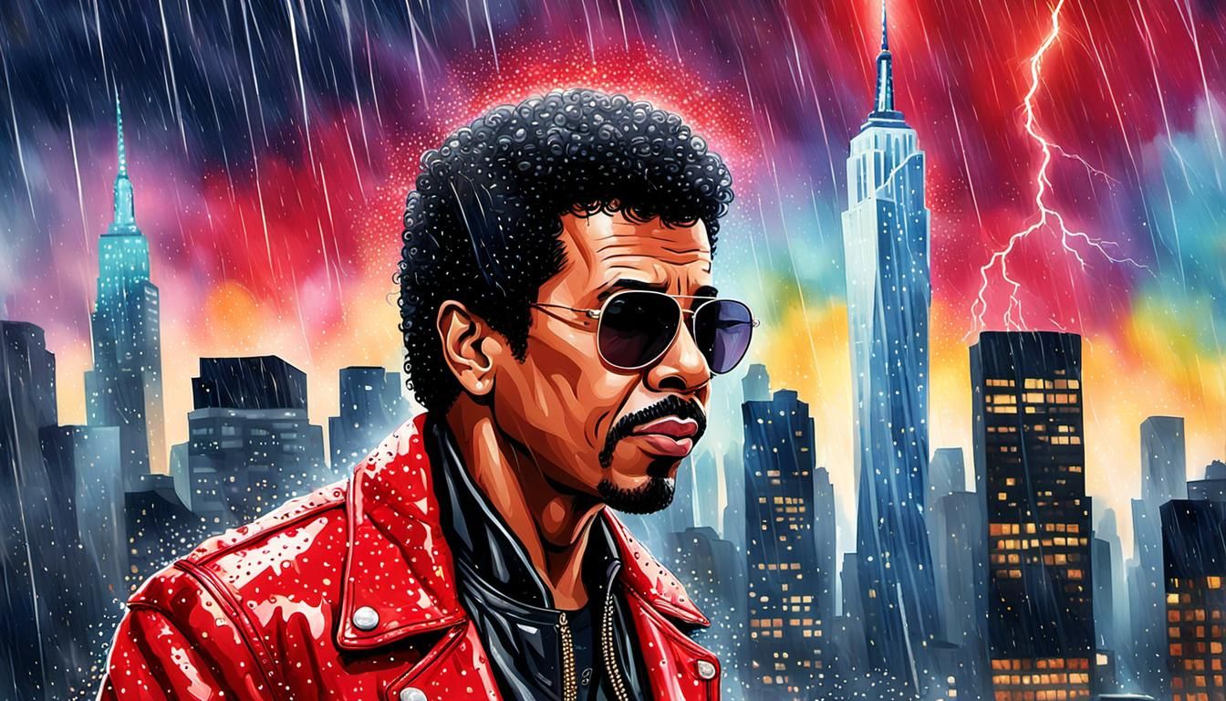 Singer in Red Leather Jacket, Pop Art Watercolor