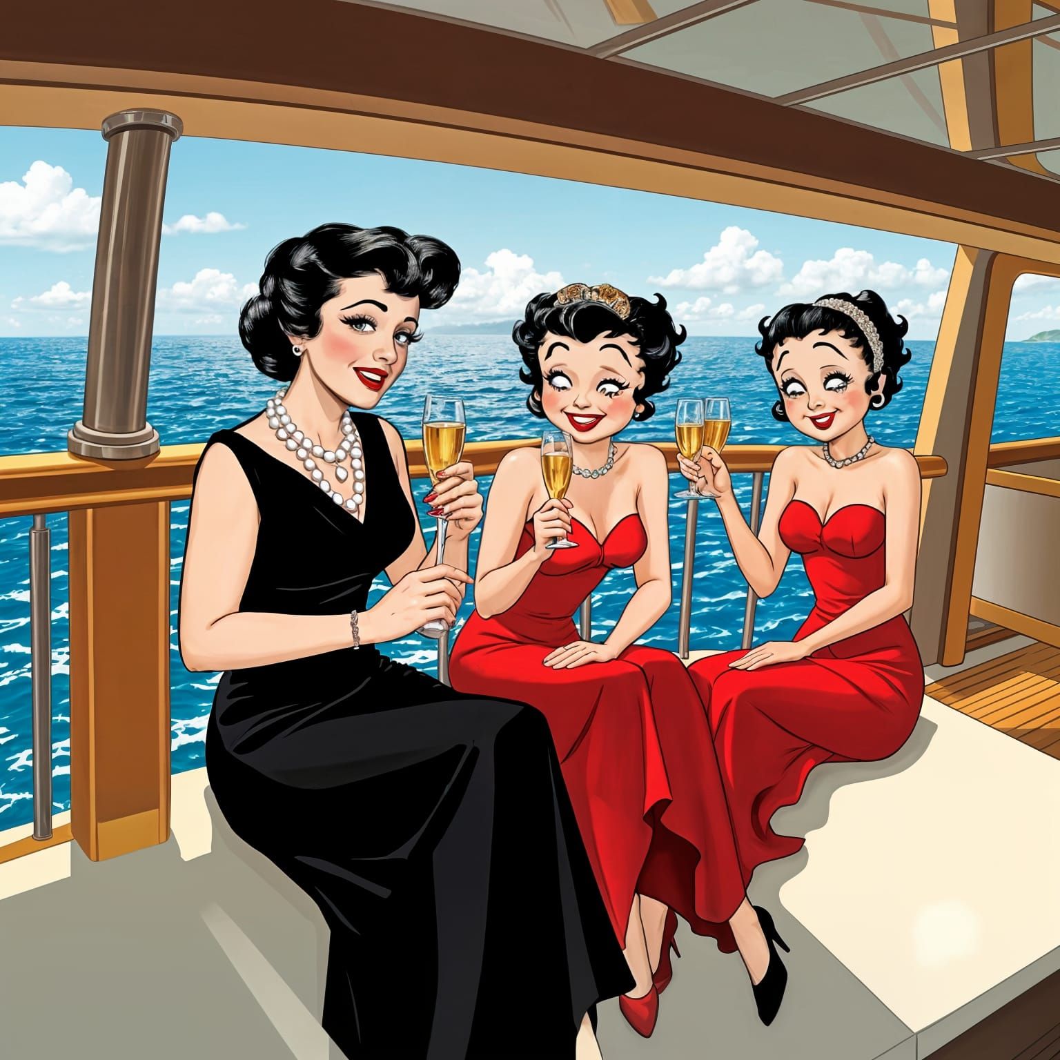 Betty Boop and Bette Davis Enjoy a Champagne Yacht Getaway