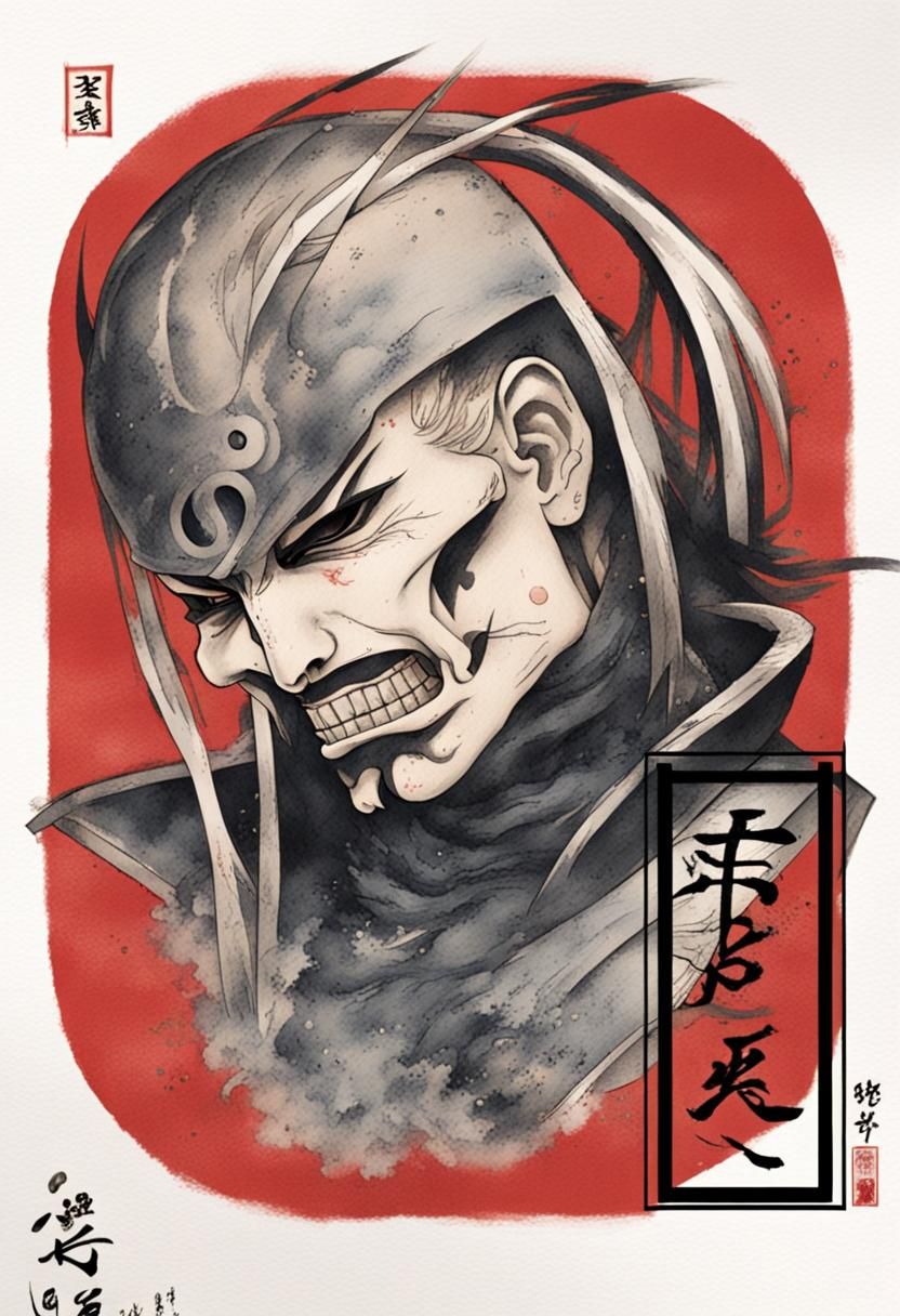 Ghost Rider in Japanese Painting Style