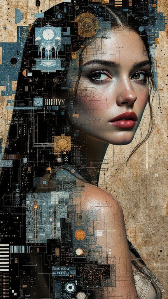 Renaissance Portrait Transforms into Technological Tapestry