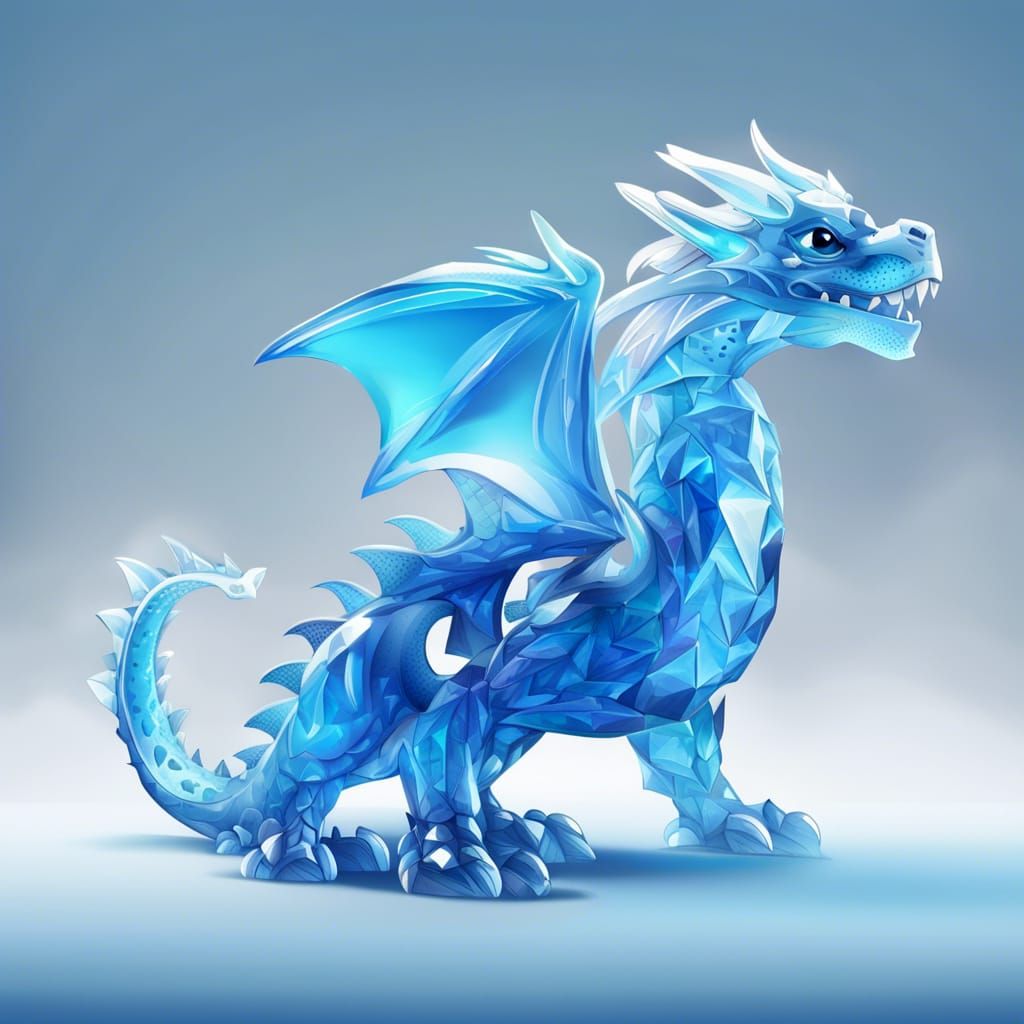 Cute Blue Crystal Dragon Vector Art