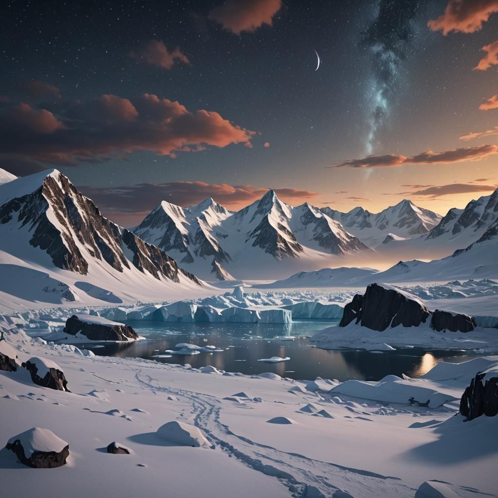Fantastical Antarctic Night in Detailed Matte Painting
