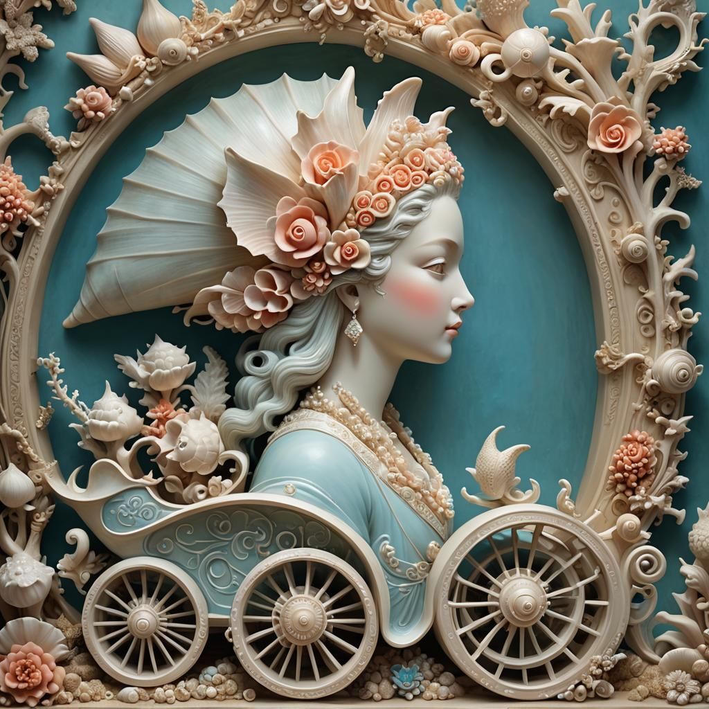 Crystal Carriage in Coral Cove: Digital Art