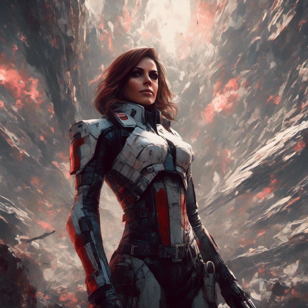Elizabeth Hurley as Commander Shepard, Detailed Digital Art