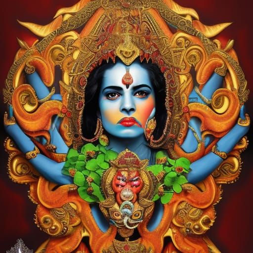 Fierce Kali Goddess Portrait in 70s Style