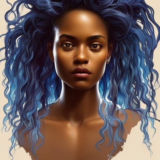 Striking Portrait of South African Girl with Blue Hair