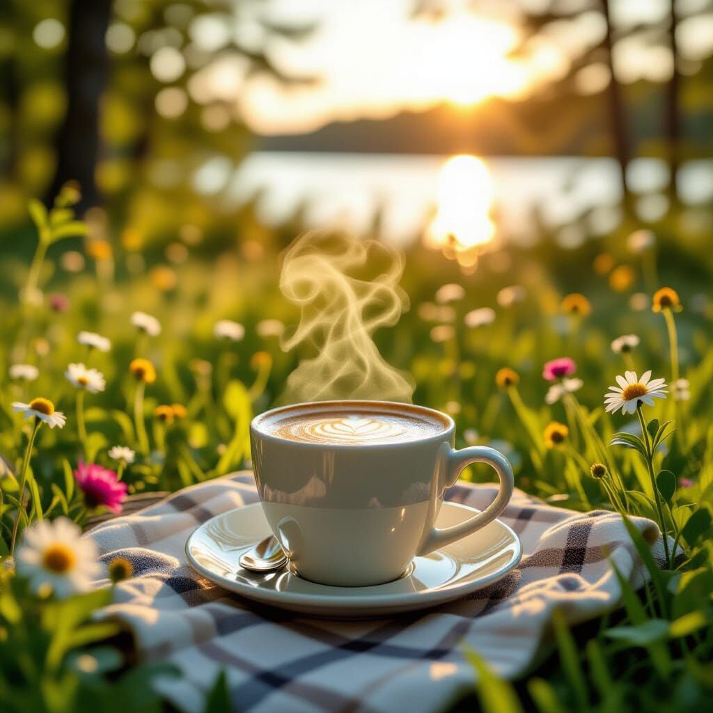 Apostle Islands Picnic with Steaming Latte
