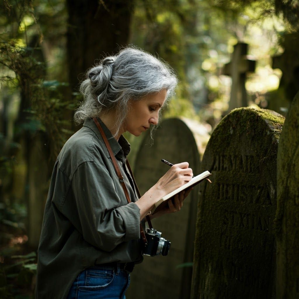 Woman Captures Sunlight on Ancient Gravestones