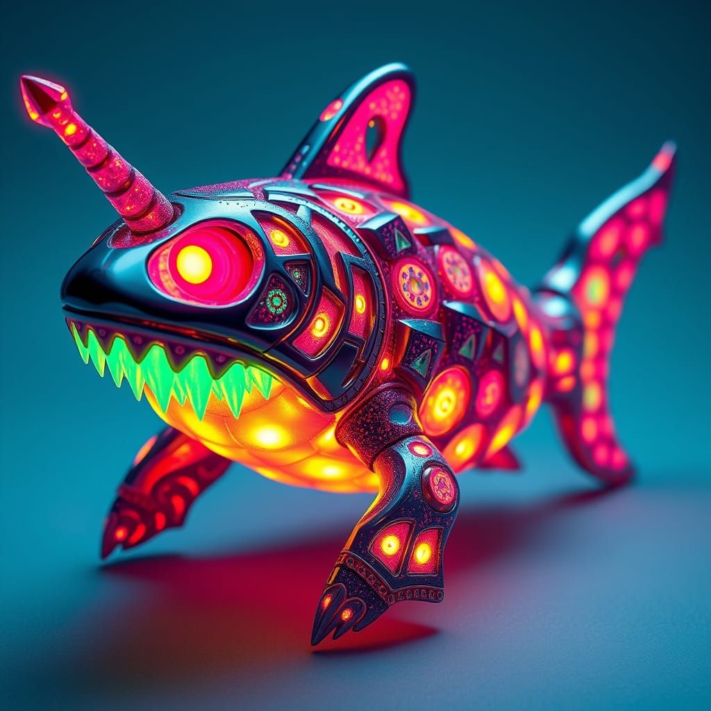 Glittery Sea-Hamster Shark with Bioluminescent Armor