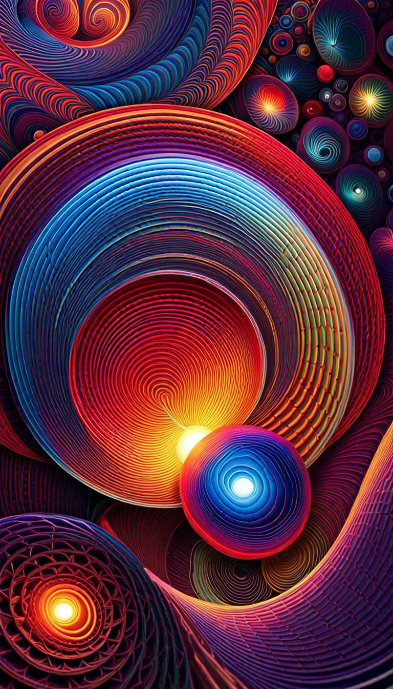 Fourth Dimensional Hypersphere in Psychedelic Digital Art