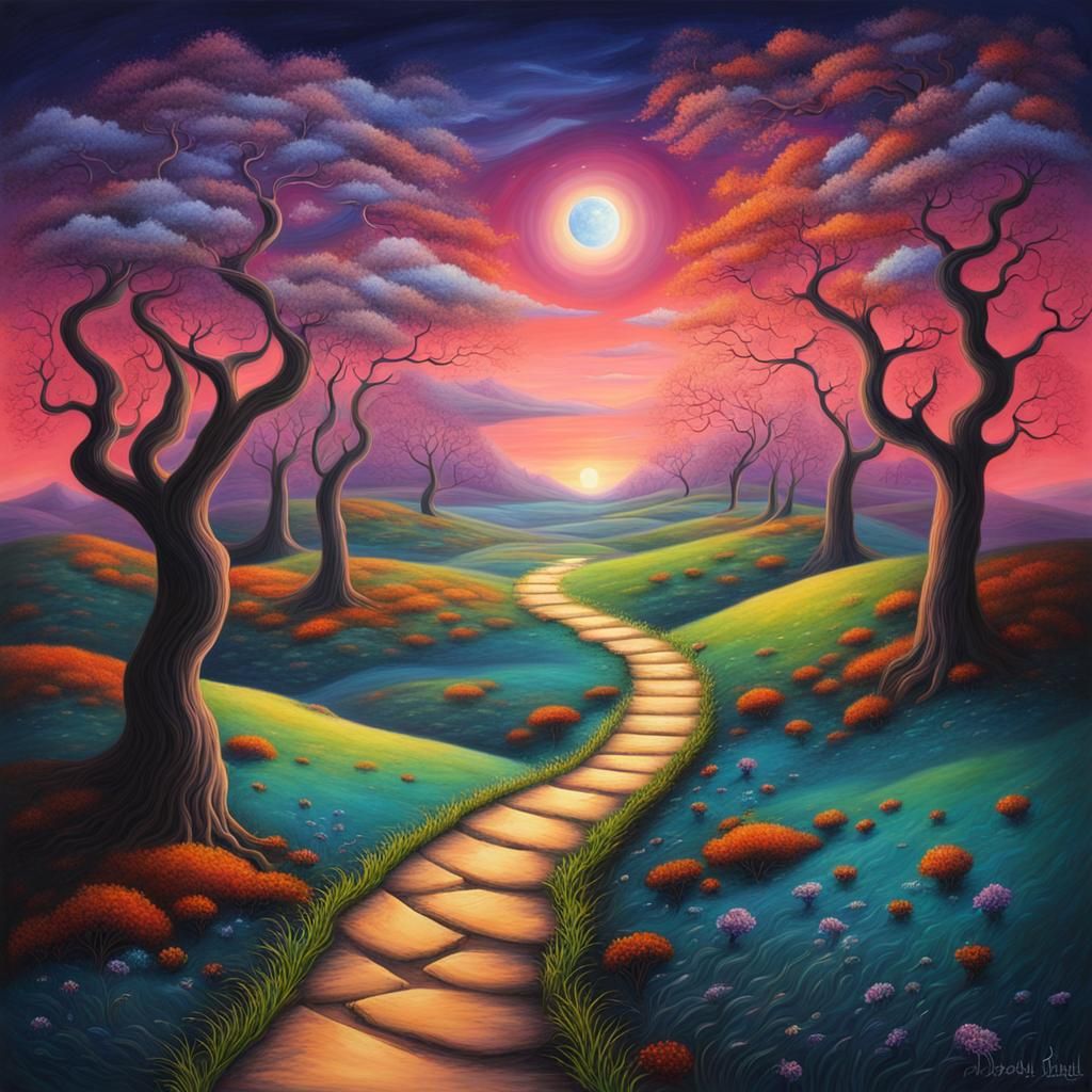 Vibrant Surreal Twilight Path