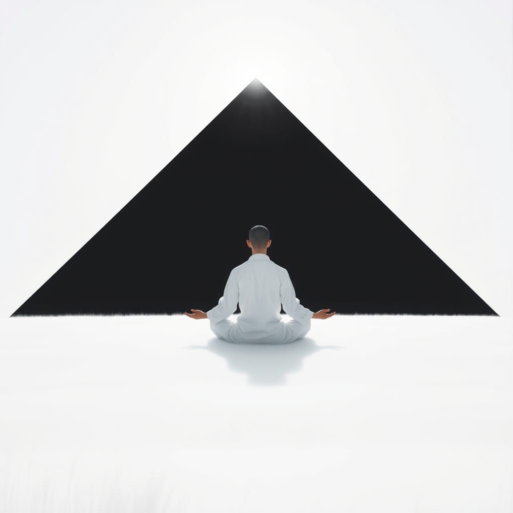 Meditative Figure in Luminous Field with Stark Shadows