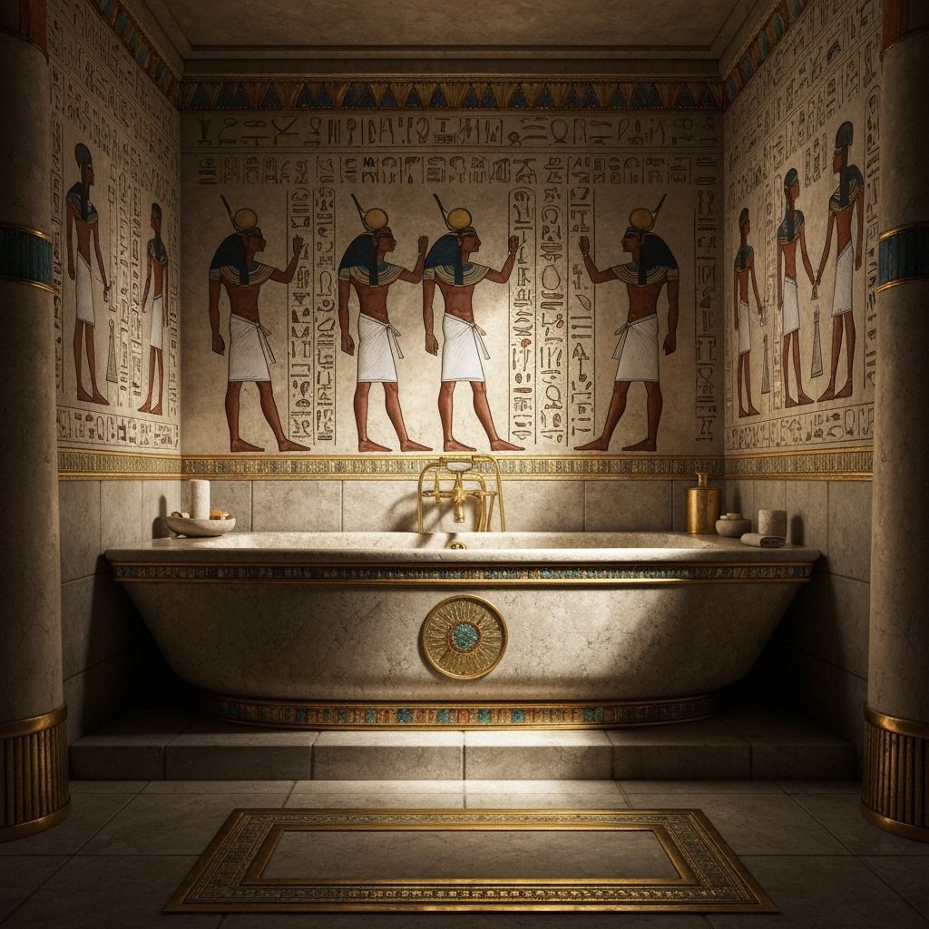 Ancient Egyptian Bathroom with Bejeweled Tub
