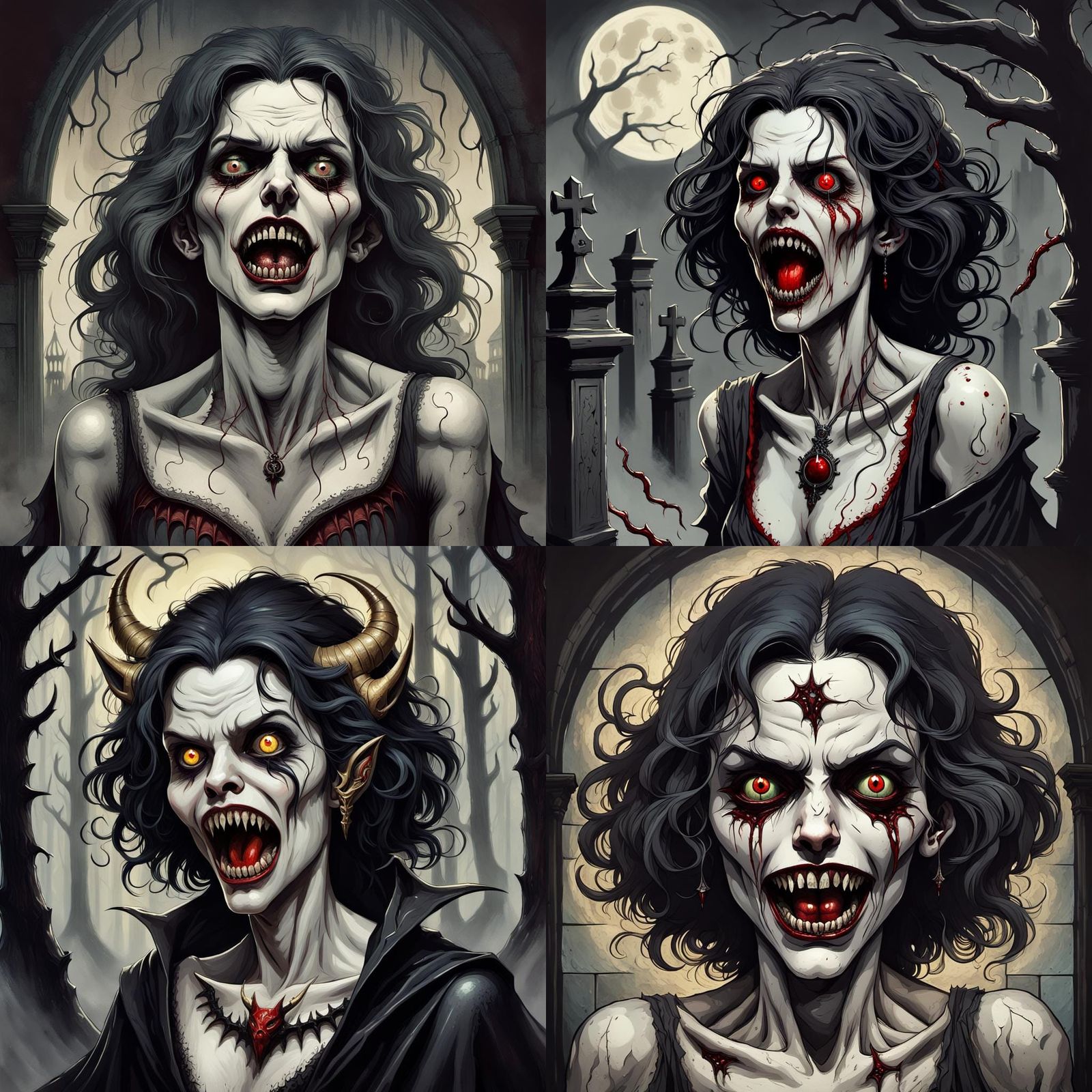 Creepy Demonic Vampire in Horror Style