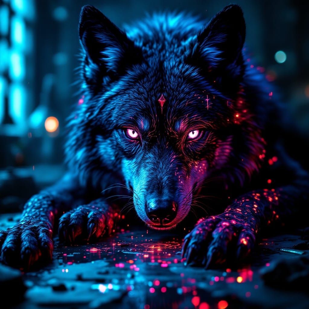 cute intricate Mysterious Wolf Pin-up