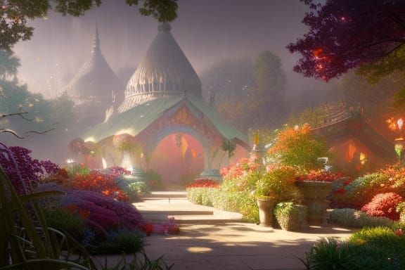 Paradise Garden Concept Art in Art Nouveau Style