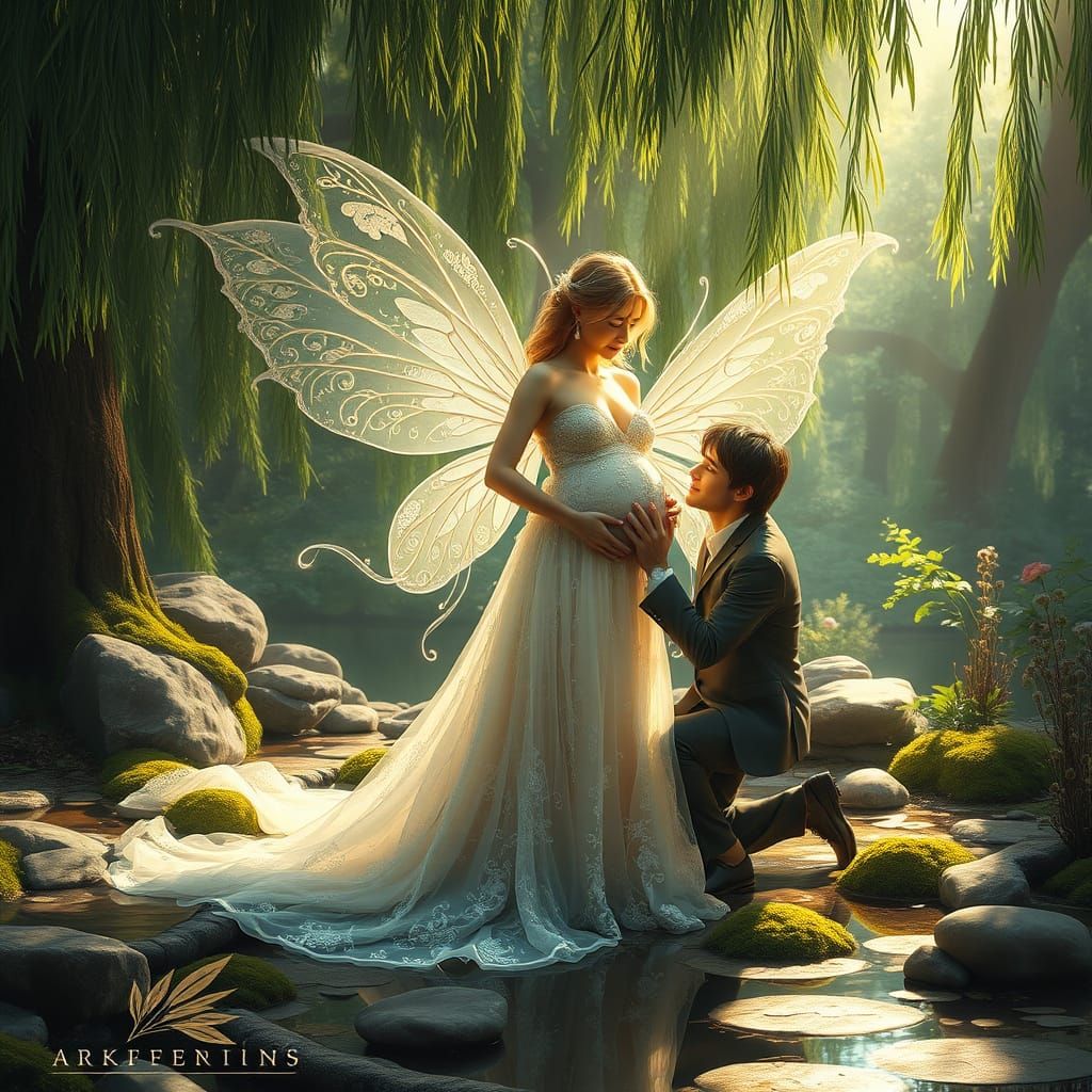 Ethereal Fairy Goddess in Whimsical Forest Scene