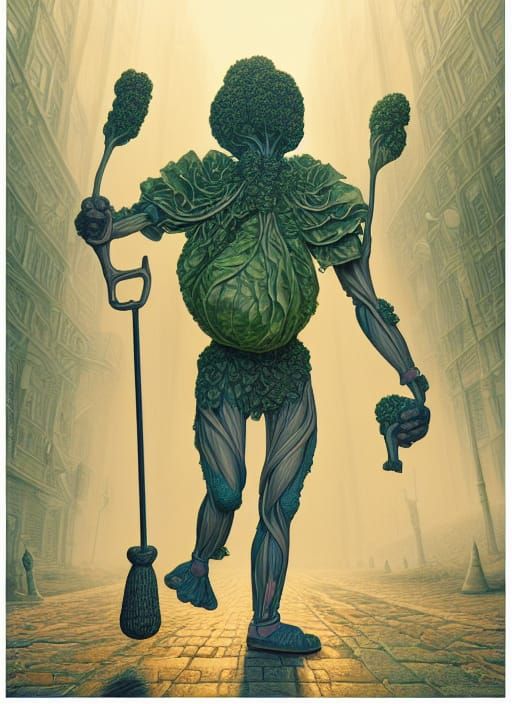Humanoid Cabbage Athlete Playing Croquet