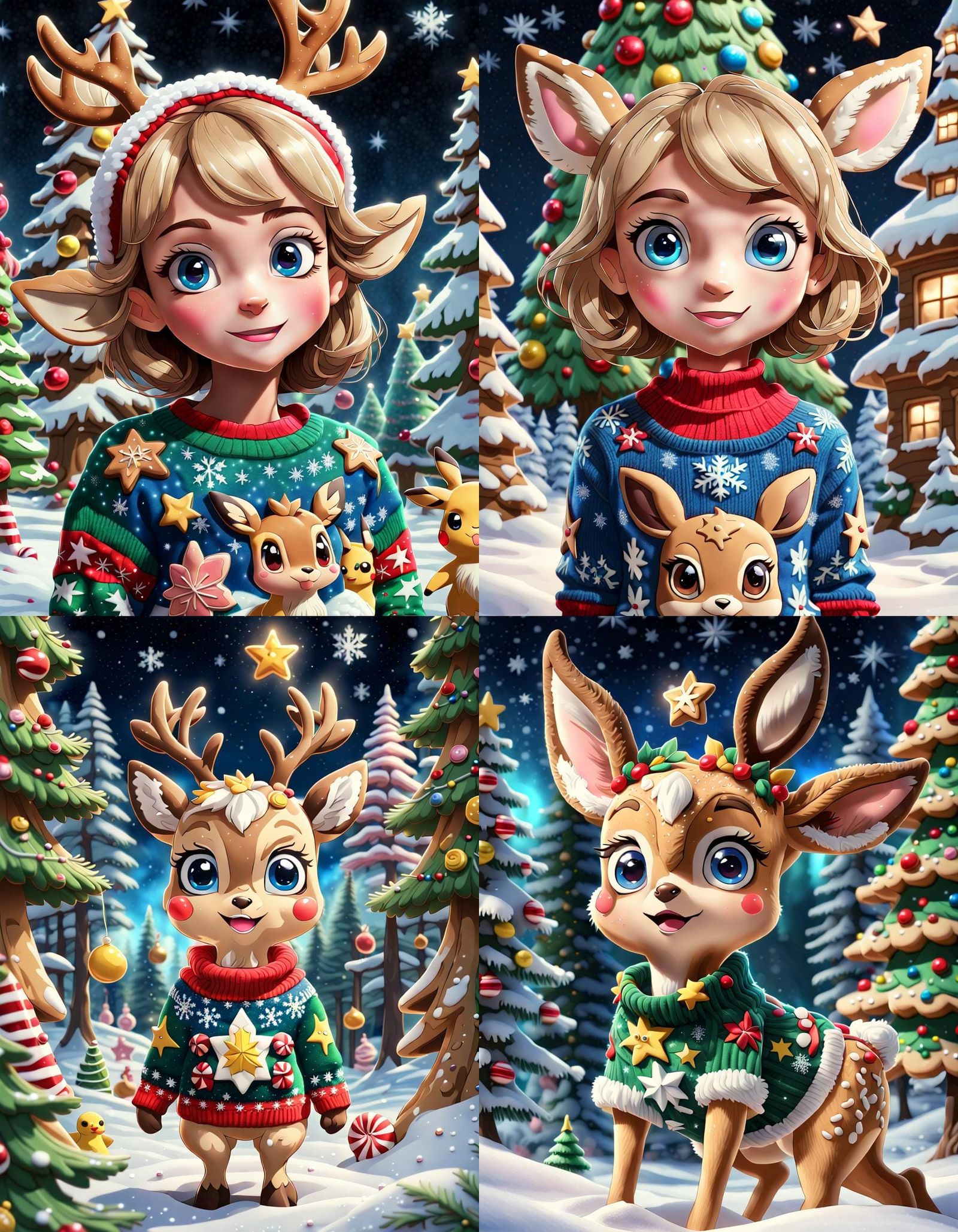 Majestic Christmas Fantasy in Pokemon Forest Style